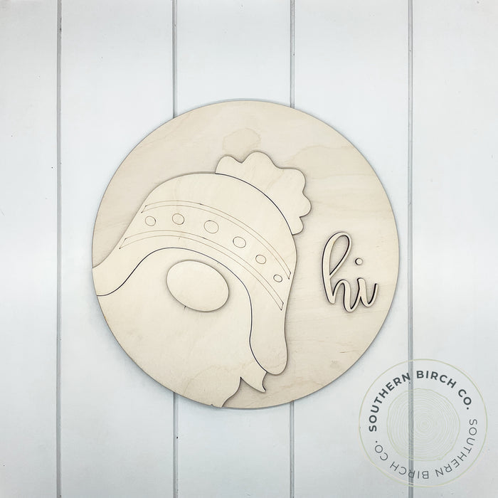 Toboggan Gnome 3D Round Blank