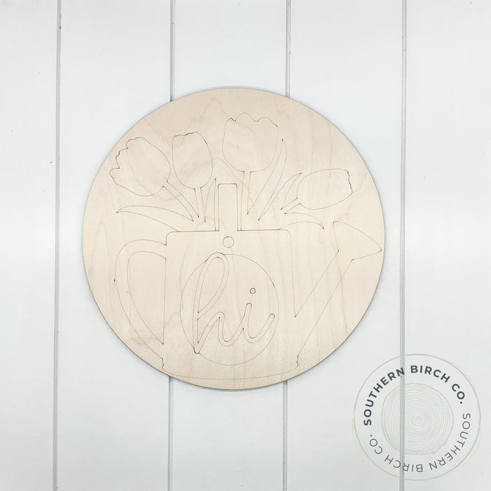 Watering Can Etched Round Blank