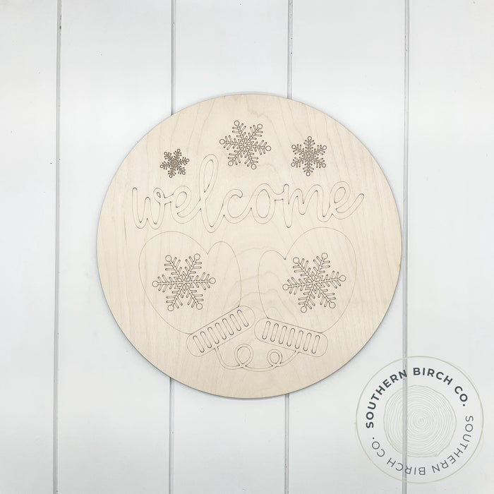 Welcome Etched Round Blank (Mittens)