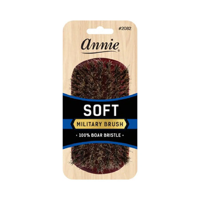 #02082 100% Pure Boar Bristles Soft Military Brush [Dark Brown]