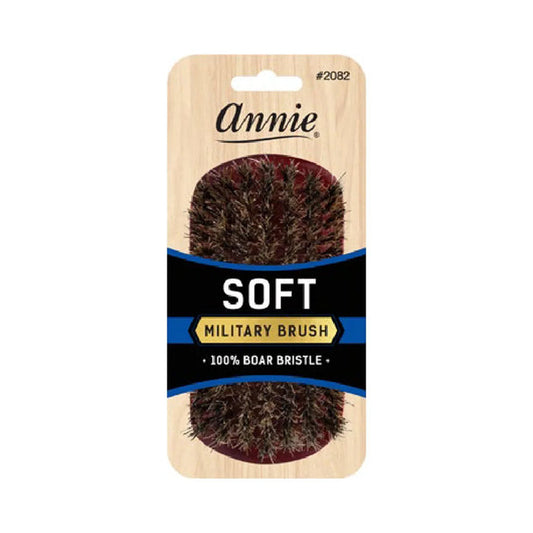 #02082 100% Pure Boar Bristles Soft Military Brush [Dark Brown]