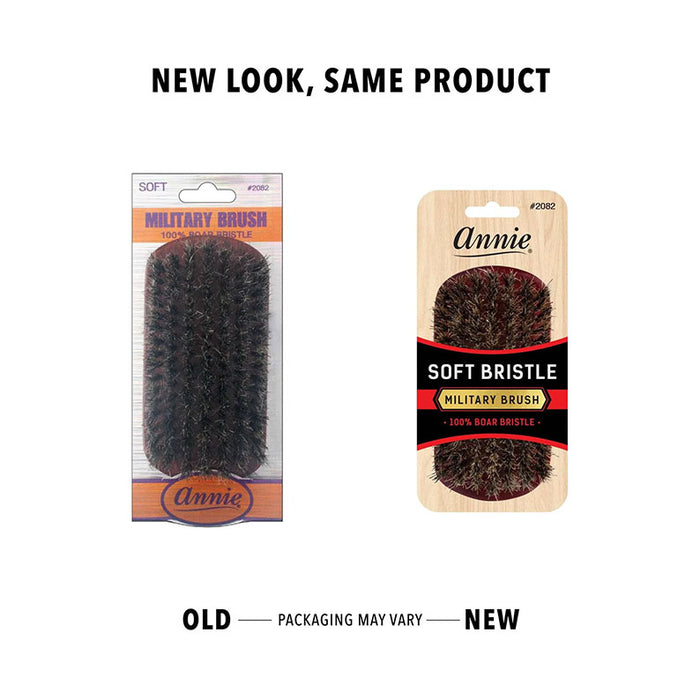#02082 100% Pure Boar Bristles Soft Military Brush [Dark Brown]