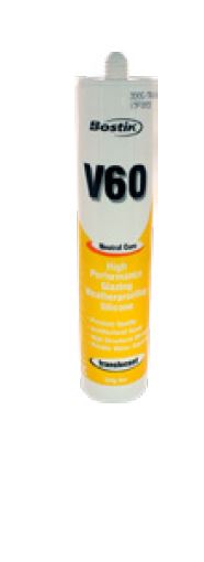 1 x box Bostik V60 silicone, Structural translucent silicone for frameless showers and butt joins - Image 1