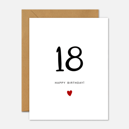 18th Birthday Card - Milestone Birthday Handwriting Red Heart - Footnotes Paper