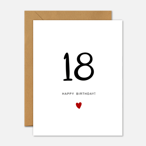 18th Birthday Card - Milestone Birthday Handwriting Red Heart - Footnotes Paper