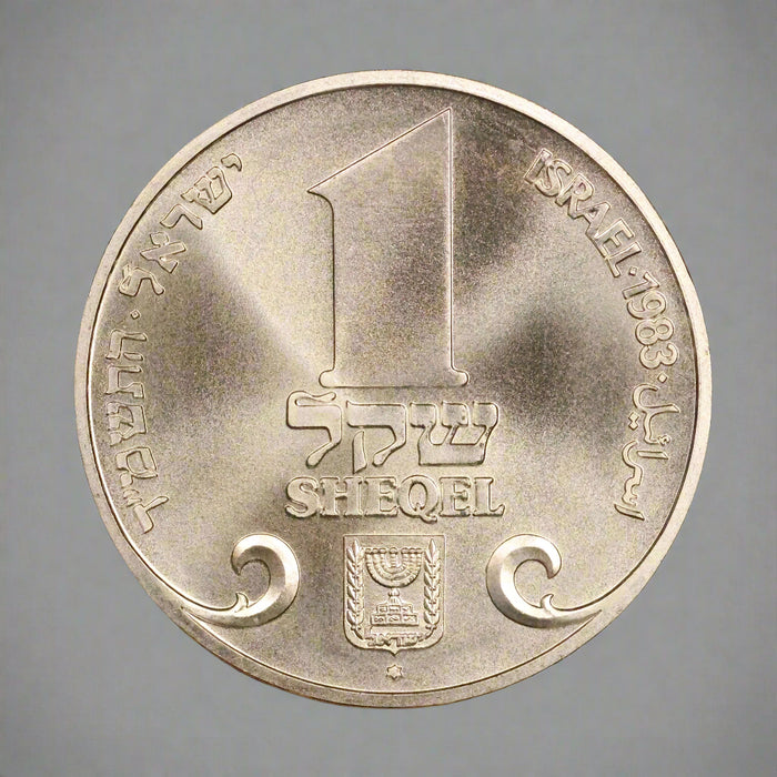 1983 Israel 1 Sheqel Silver .850 - Hanukkah Prague Lamp 14.4g 30mm
