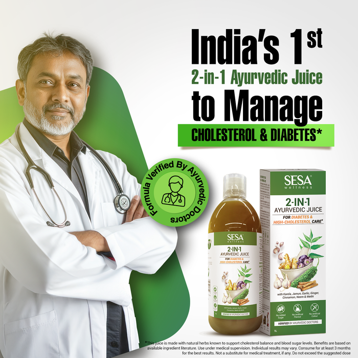 2-in-1 Ayurvedic Juice for Diabetes & Cholesterol Care - 1000 ml