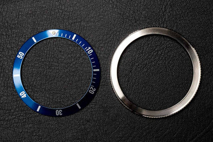 39mm blue diver bezel bundle - 37.6mm Blue DWC Aluminum Diver Bezel Insert and 39mm coin edge bezel