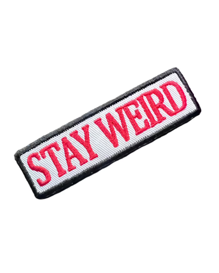 Stay Weird motorcycle patch sold by Le Monkey House