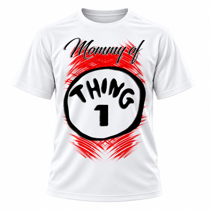 Personalized Duo Name T-Shirt, front-view T-shirt mockup featuring custom Air-Volution artwork by Mythic Airbrush