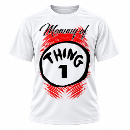 Personalized Duo Name T-Shirt, front-view T-shirt mockup featuring custom Air-Volution artwork by Mythic Airbrush