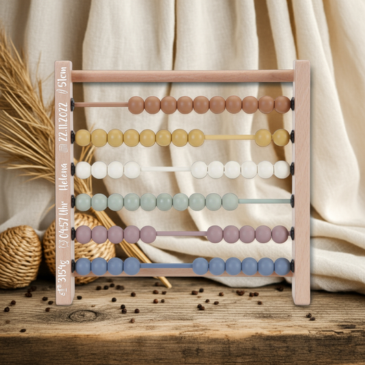 Abakus Vintage aus Holz – personalisierbar, ab 12 Monaten