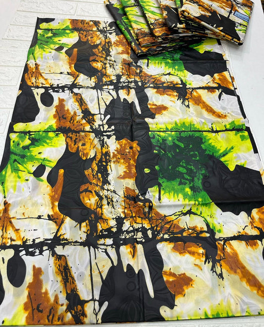 Adire brocade tie dye adire fabric sold by yard, kampala fabric for craft sewing 015