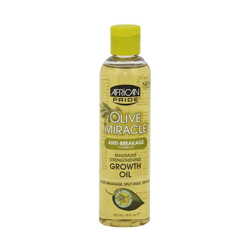 African Pride Olive Miracle growth oil clear bottle for anti breakage maximum strengthening hair growth 8 fl oz