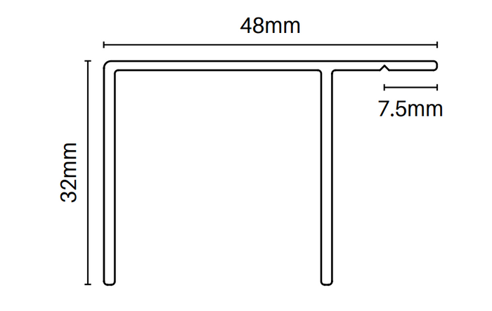 Aluminium F Section - Extrusion - 6000MM LONG - Image 2
