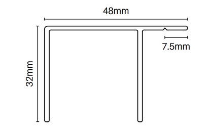 Aluminium F Section - Extrusion - 6000MM LONG - Image 2