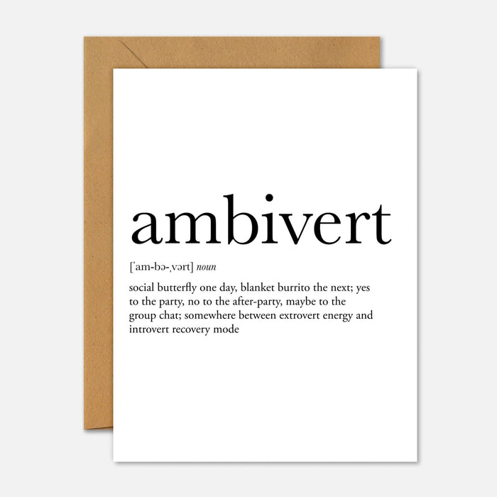 Ambivert Definition – Mental Health Greeting Card - Footnotes Paper