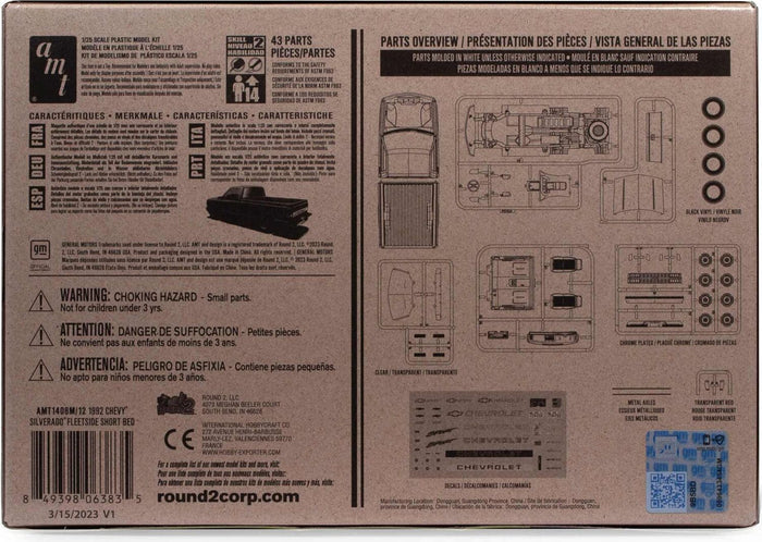 1/25 92' Silverado Shortbed Fleetside Easy Build Model Kit