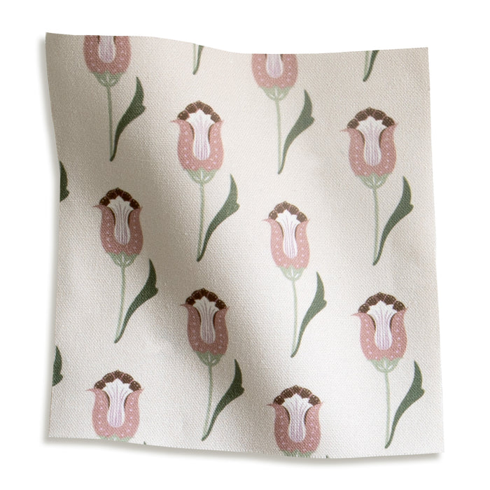 Annabelle Orchid Printed Cotton Roman Shade fabric sample, made to order in the USA with short lead times