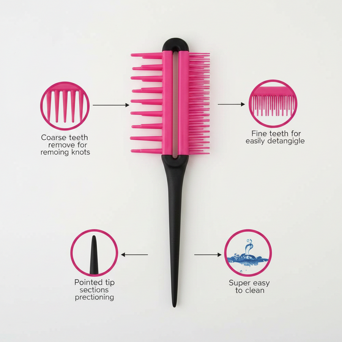 Annie 3-Way Multi-Style Comb, 1 Count, Pink