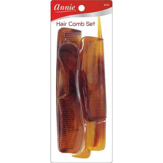 Annie Family Hair Comb Set, 6 Count, Tortoise