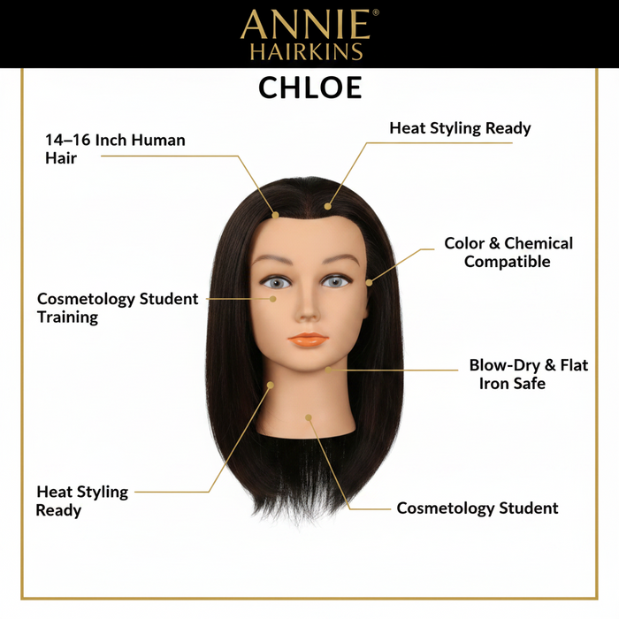 Annie Hairkins Series Mannequin Head 14 Inch-16 Inch, 1 Count, Chloe