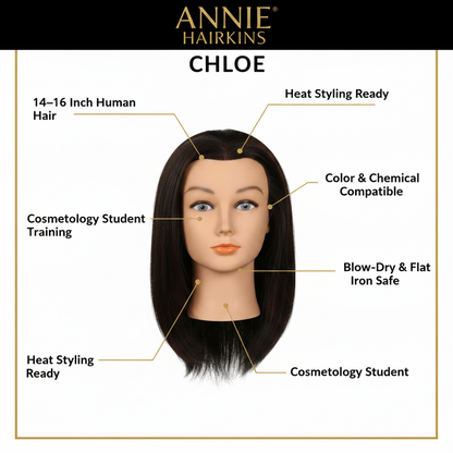 Annie Hairkins Series Mannequin Head 14 Inch-16 Inch, 1 Count, Chloe