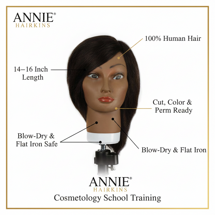 Annie Hairkins Series Mannequin Head 14 Inch-16 Inch, 1 Count, Eunice