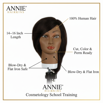 Annie Hairkins Series Mannequin Head 14 Inch-16 Inch, 1 Count, Eunice
