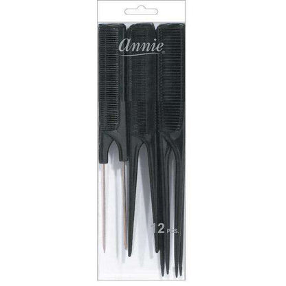 Annie Pin And Rat Tail Comb Set, 12 Count, Black