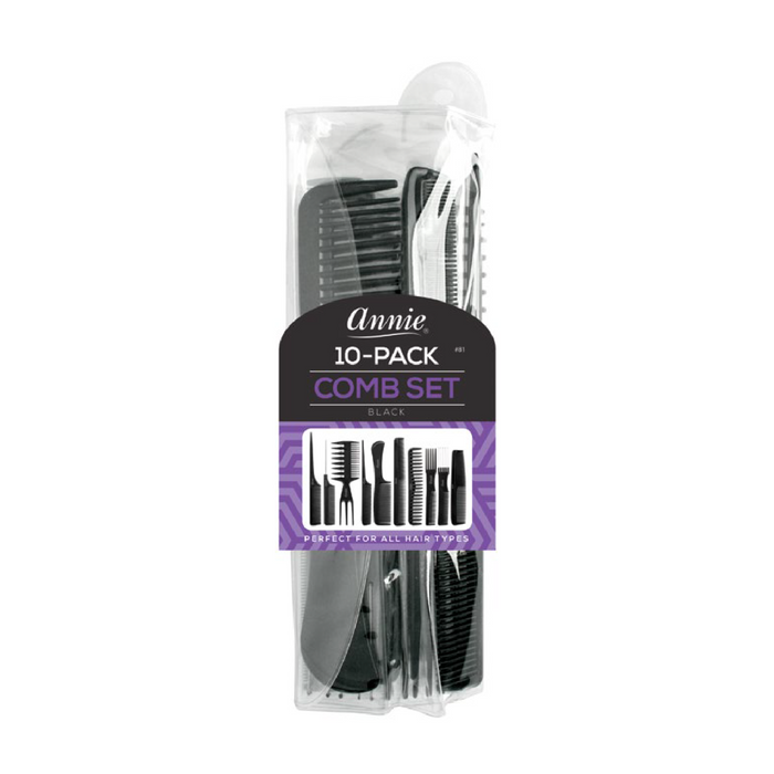 Annie Professional Comb Set, 10 Count, Black