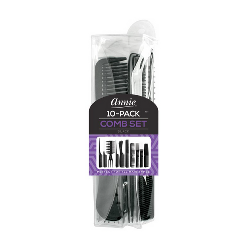Annie Professional Comb Set, 10 Count, Black