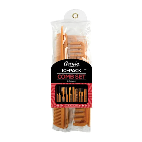 Annie Professional Comb Set, 10 Count, Brown