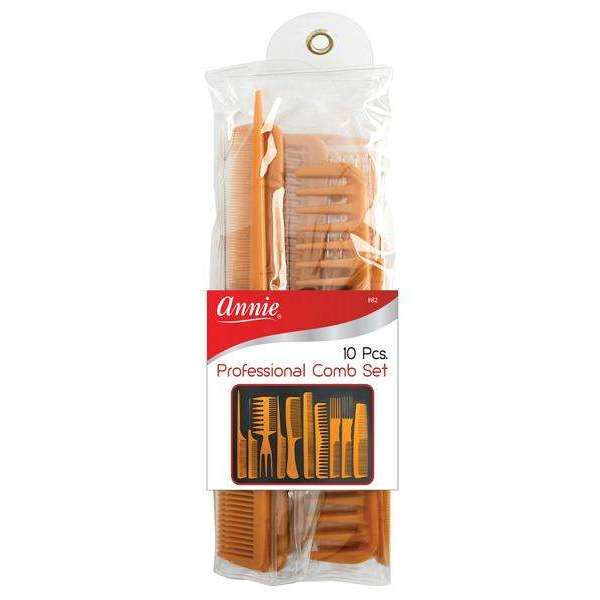 Annie Professional Comb Set, 10 Count, Brown