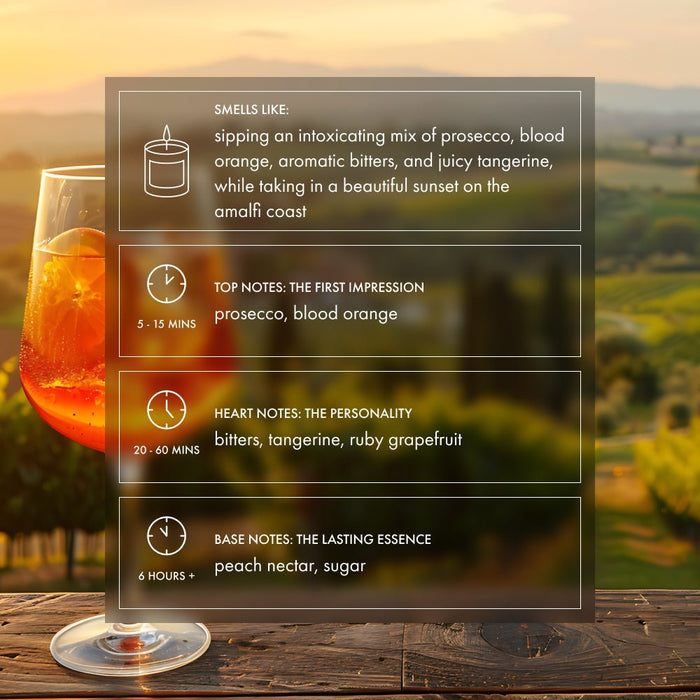 Aperol Spritz Candle | Blood orange, prosecco, peach, sugar - Footnotes Paper