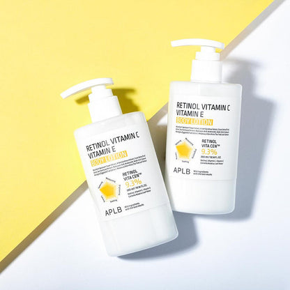 APLB Retinol Vitamin C Vitamin E Body Lotion 300ml لوشن للجسم من APLB يحتوي على الريتينول وفيتامين سي وفيتامين إي - Princess Cosmetics Qatar