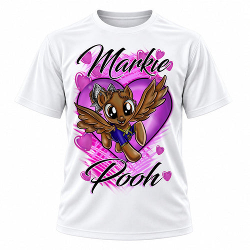 Fantasy unicorn character on personalized graphic T-shirt, Mythic Airbrush design B236