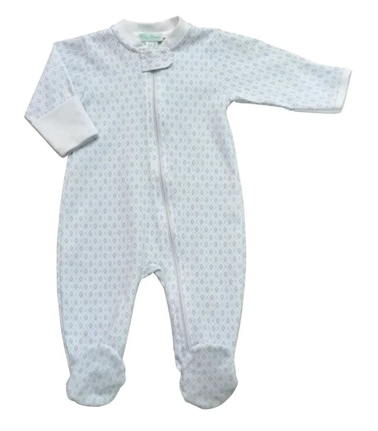 Baby Threads Blue Argyle Zipper Footie