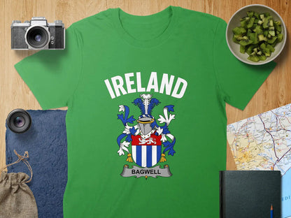 Bagwell Irish family crest T-shirt in Irish Green