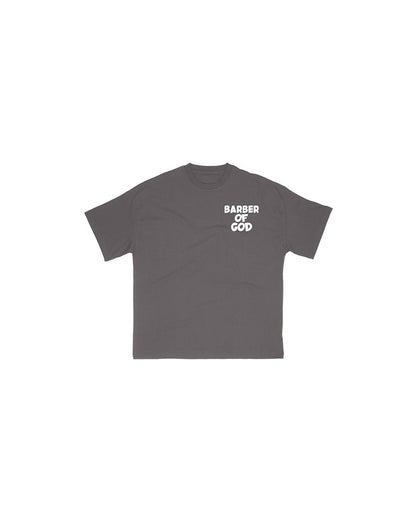 Barber Of God Tee - Vintage Grey/White