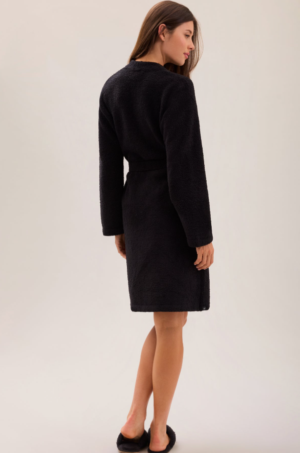 Barefoot Dreams CozyChic Solid Robe - Black Loungewear in at Wrapsody