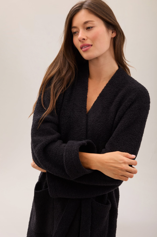 Barefoot Dreams CozyChic Solid Robe - Black Loungewear in at Wrapsody