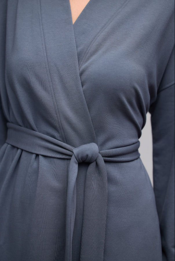 Barefoot Dreams Luxe Lounge Robe - Slate Blue Loungewear in at Wrapsody