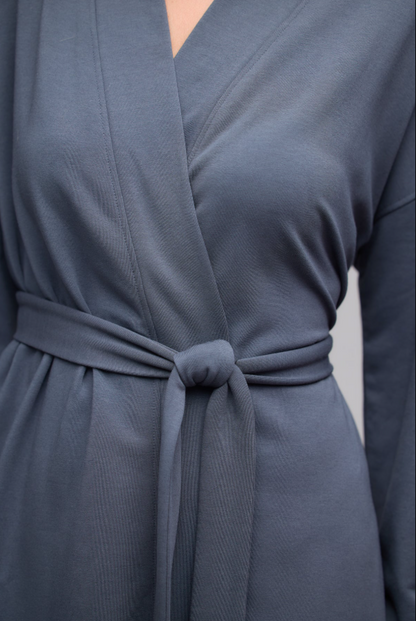 Barefoot Dreams Luxe Lounge Robe - Slate Blue Loungewear in at Wrapsody
