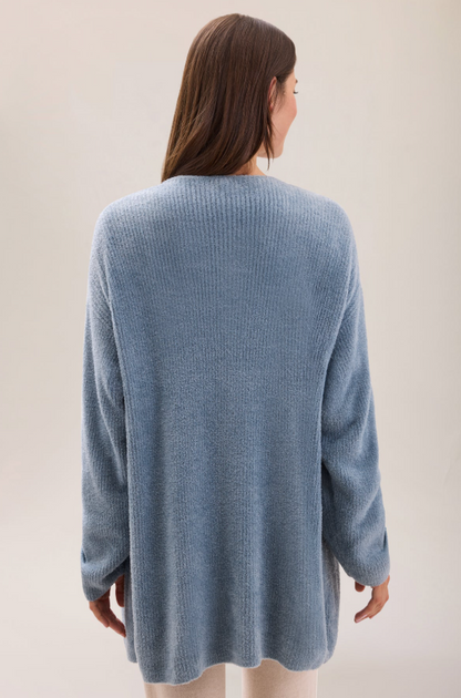 Barefoot Dreams Ribbed Button Cardigan - Blue Aura Outerwear in at Wrapsody
