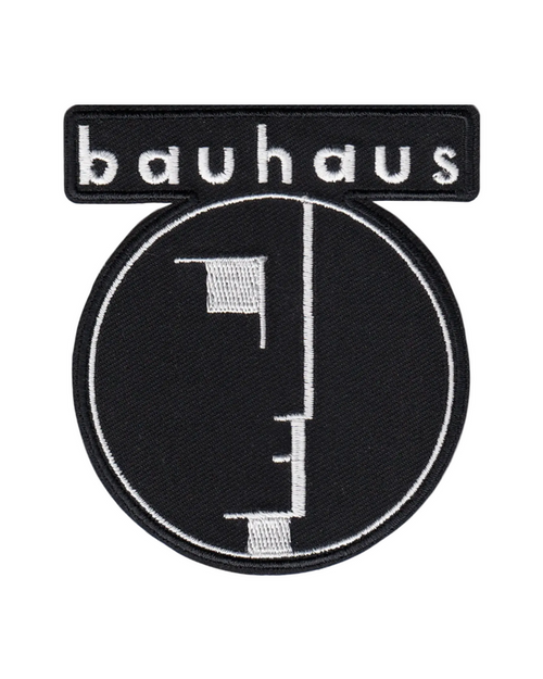 Bauhaus black and white logo patch, embroidered iron-on patch by Square Deal Recordings sold by Le Monkey House