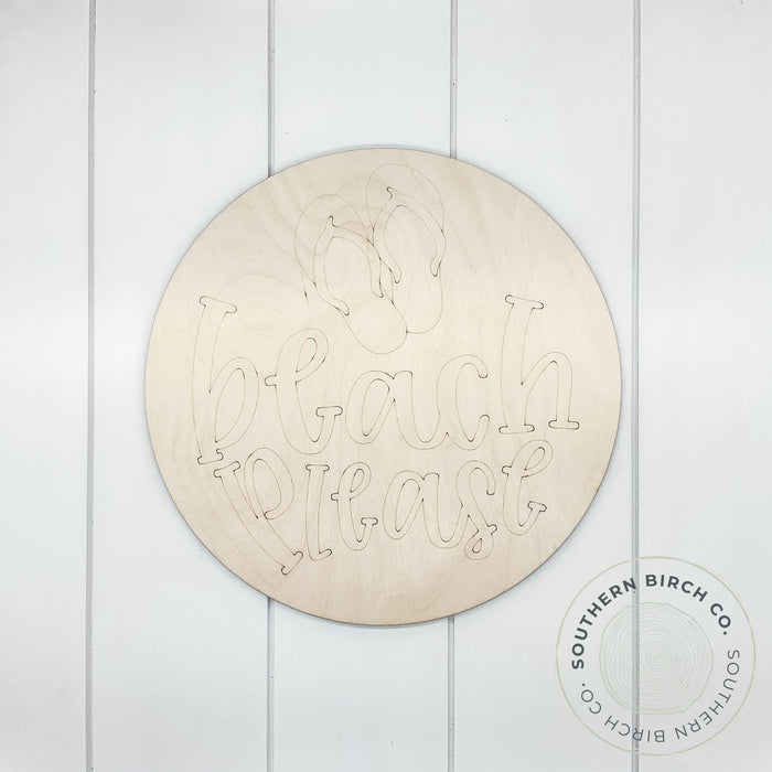Beach Please Etched Round Blank (Flip Flops)