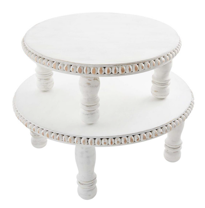 Beaded Pedestal- Sold Individually - Pine & Moss