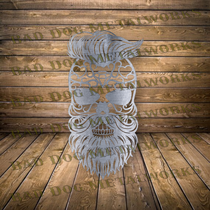 Bearded Sugar Skull - Dxf and Svg