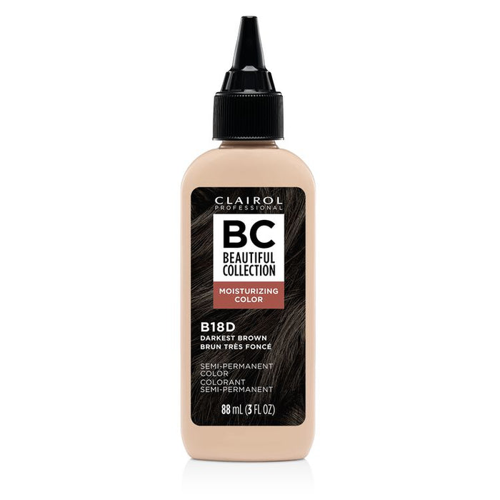 Clairol BC Beautiful Collection semi permanent hair color bottle in darkest brown shade B18D
